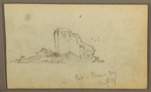 素描，比雷兹，"巴拿马湾的岩石"；背面："沉重的藤蔓"，1857 年 5 月 15 日 作者 弗雷德里克·埃德温·丘奇