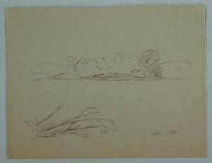 素描，植物速写：风景，岸边的树木，1876 年 9 月 作者 弗雷德里克·埃德温·丘奇