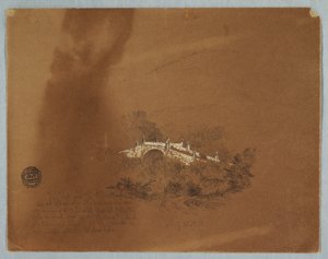 绘图，哥伦比亚伊巴克孔贝马河大桥，1853 年 7 月 16 日 作者 弗雷德里克·埃德温·丘奇