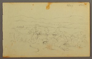 绘图，有农场的宽阔山谷，1844 年 作者 弗雷德里克·埃德温·丘奇