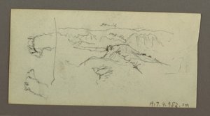 素描，骆驼蹄、树丛和山谷，可能创作于 1868 年 作者 弗雷德里克·埃德温·丘奇