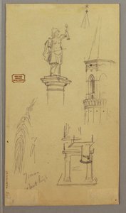 绘画，教堂，建筑，有盖桥，可能创作于 1868-69 年 作者 弗雷德里克·埃德温·丘奇