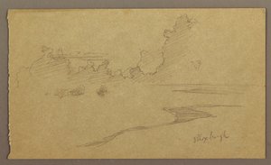 素描，云与海岸，"布卢克斯堡"，1865 年 8 月 作者 弗雷德里克·埃德温·丘奇