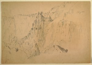 素描，有陡峭岩石的海岸，1885 年 8 月 作者 弗雷德里克·埃德温·丘奇