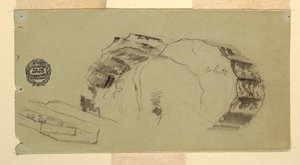 绘图，柱子和门楣残片，雅典，1869 年 4 月 作者 弗雷德里克·埃德温·丘奇
