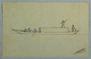 素描，有盖独木舟，可能是南美，1853 年或 1857 年 作者 弗雷德里克·埃德温·丘奇