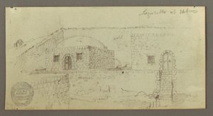 绘图，圆顶屋，带楼梯的房屋，可能是 1868 年 2 月 作者 弗雷德里克·埃德温·丘奇
