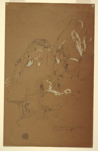 绘图，碎石上的落石，也门，1868 年 3 月 2 日 作者 弗雷德里克·埃德温·丘奇