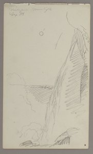 素描，月光下的瀑布，1858 年 作者 弗雷德里克·埃德温·丘奇