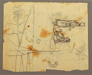 素描，人物素描；背面：书架，1853 年 作者 弗雷德里克·埃德温·丘奇