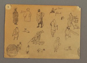 素描，带狗的人物研究，埃及，1868 年 作者 弗雷德里克·埃德温·丘奇