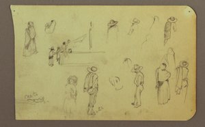 素描，人物，背面：人物，风景，1883 年 作者 弗雷德里克·埃德温·丘奇