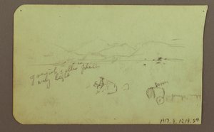 素描，人物，背面：人物，风景，1883 年 作者 弗雷德里克·埃德温·丘奇