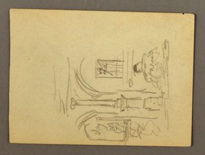 素描，柱廊残片，喷泉，可能创作于 1868-69 年 作者 弗雷德里克·埃德温·丘奇