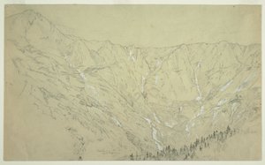 素描，大盆地，卡塔丁山，约 1877 年 作者 弗雷德里克·埃德温·丘奇