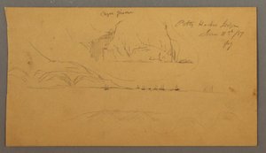 素描、海港、帆船、山峦，1859 年 6 月 21 日 作者 弗雷德里克·埃德温·丘奇