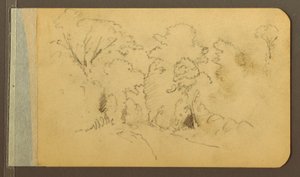 素描，丘陵和山脉；背面：林中道路，1889 年 作者 弗雷德里克·埃德温·丘奇