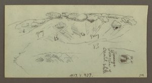 素描，有巨石的山顶，可能创作于 1868 年 作者 弗雷德里克·埃德温·丘奇