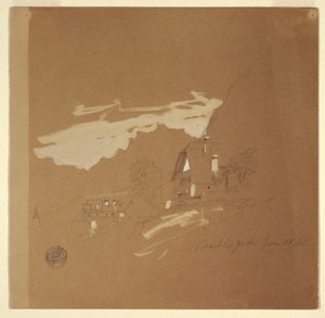 绘图，巴伐利亚贝希特斯加登附近的房屋，1868 年 7 月 26 日 作者 弗雷德里克·埃德温·丘奇