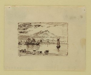 素描，想象中的风景，约 1850 年 作者 弗雷德里克·埃德温·丘奇