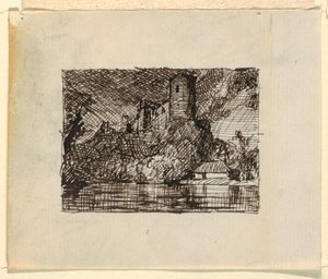 素描，带想象的风景，约 1870-73 年 作者 弗雷德里克·埃德温·丘奇
