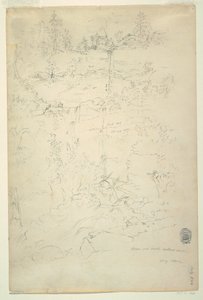 绘图，卡泽斯基尔瀑布，卡泽斯基尔山脉，纽约，1844 年 7 月 作者 弗雷德里克·埃德温·丘奇
