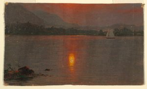 绘画，米利诺克湖，日落，1870-80 年 作者 弗雷德里克·埃德温·丘奇