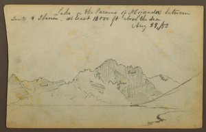 绘画，厄瓜多尔莫扬达沙漠湖泊，1853年8月29日 作者 弗雷德里克·埃德温·丘奇