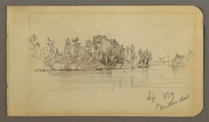 素描，湖泊和林岸，1878 年 作者 弗雷德里克·埃德温·丘奇