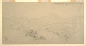 素描，风景构图：哥伦比亚帕索和厄瓜多尔基多之间公路上的风景所启发，1853 年 8 月 26 日 作者 弗雷德里克·埃德温·丘奇