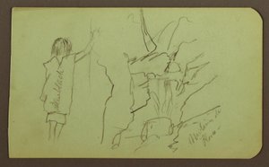 素描、风景、人物；背面：树、桥、植物，1883 年 作者 弗雷德里克·埃德温·丘奇