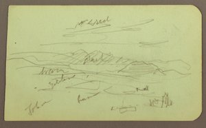 素描，风景，托卢卡；背面：山，教堂，1883 年 作者 弗雷德里克·埃德温·丘奇