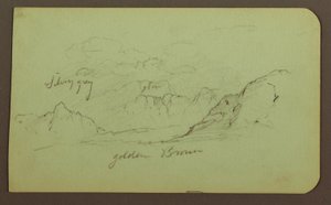 素描，风景；背面：人物，教堂，1883 年 作者 弗雷德里克·埃德温·丘奇
