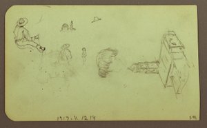 素描，风景；背面：人物，教堂，1883 年 作者 弗雷德里克·埃德温·丘奇