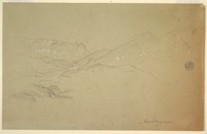 素描，贝希特斯加登附近的风景，1868 年 6-7 月 作者 弗雷德里克·埃德温·丘奇