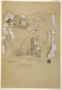 素描，罗马卡拉卡拉浴场附近的风景，1869 年 2 月 作者 弗雷德里克·埃德温·丘奇