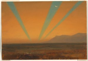 素描，夕阳下的风景，1860-70 年 作者 弗雷德里克·埃德温·丘奇