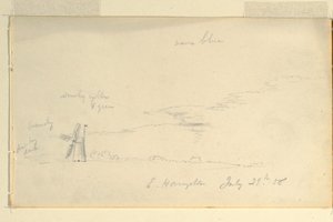 素描，带风车的风景，1858 年 7 月 29 日 作者 弗雷德里克·埃德温·丘奇