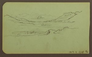 素描，山景；背面：风景，1883 年 作者 弗雷德里克·埃德温·丘奇