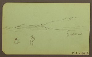 素描，山景；背面：山景，人物，1883 年 作者 弗雷德里克·埃德温·丘奇