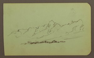素描，山景；背面：山脉，人物，1883 年 作者 弗雷德里克·埃德温·丘奇