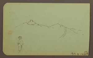素描，山景；背面：山脉，人物，1883 年 作者 弗雷德里克·埃德温·丘奇