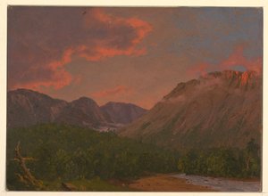 素描，夕阳下的山景，1865 年 作者 弗雷德里克·埃德温·丘奇