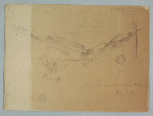 素描，厄瓜多尔乔尔杰附近的山景，1857年7月23日 作者 弗雷德里克·埃德温·丘奇