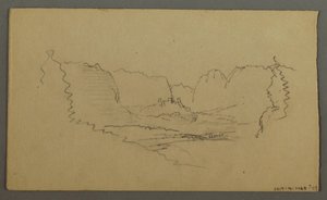 素描，山峰，路边神龛，1868 年 8 月 作者 弗雷德里克·埃德温·丘奇
