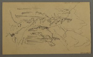 素描，山峰，划艇上的两个人物，1868 年 8 月 作者 弗雷德里克·埃德温·丘奇