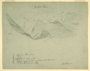 绘画，巴伐利亚贝希特斯加登附近的山峰，1868 年 6-7 月 作者 弗雷德里克·埃德温·丘奇