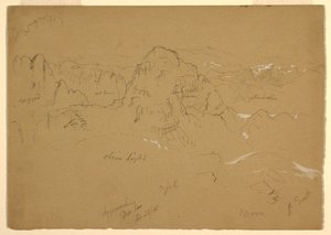 绘图，山，瓦迪阿拉巴，1868 年 2 月 23 日 作者 弗雷德里克·埃德温·丘奇