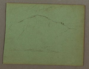 素描，岸边的山，可能创作于 1856 年 作者 弗雷德里克·埃德温·丘奇