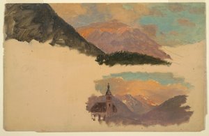 绘画，巴伐利亚贝希特斯加登附近的山脉，1868 年 6 月 作者 弗雷德里克·埃德温·丘奇